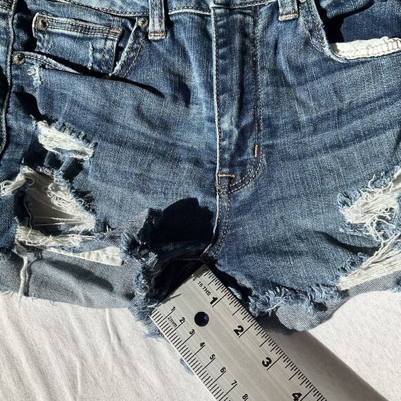 American Eagle Women Shorts 6 Blue Denim Cutoff Next Level Stretch 2” Inseam - Picture 7 of 10